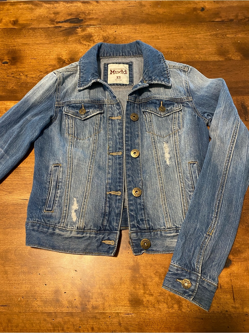 Mudd Faded Blue Distressed Denim Jacket